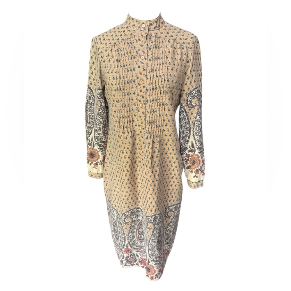 NWOT 1970s Kenny Classics Prairie Front Half Button Down Shirt Dress